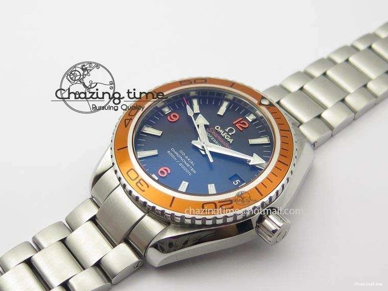 0820 FlexibleFit Planet Ocean SS Bp Maker 45mm Orange Bezel On SS Bracelet A 8216